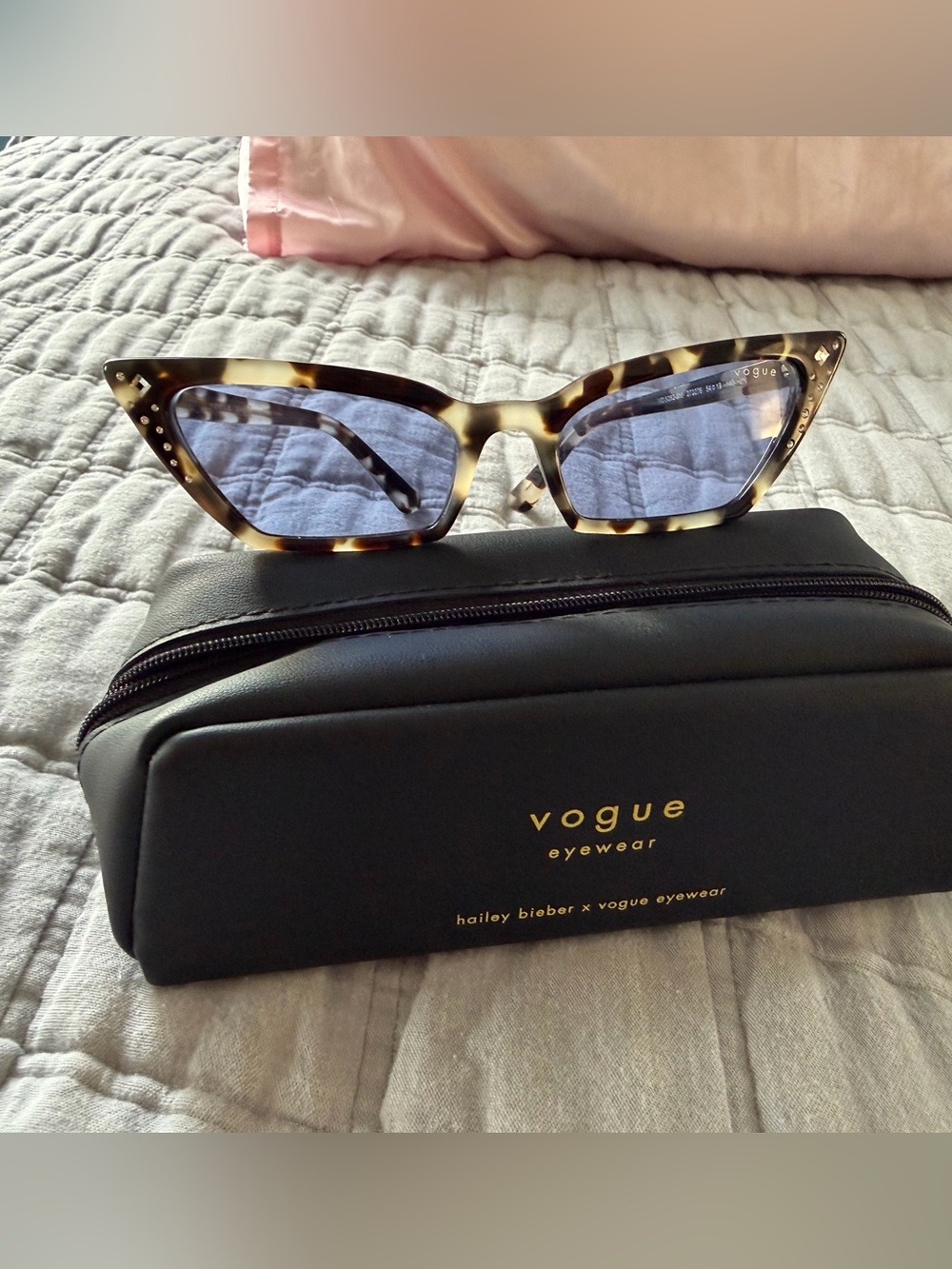 Vogue Eyewear Tortoiseshell Cat-Eye Sunglasses with Blue Lenses
